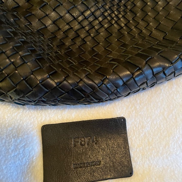 Falor falorni $995 black leather woven hobo shoulder bag Italy - Picture 2 of 13